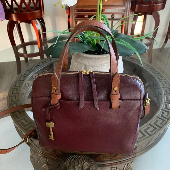 Fossil Bags Fossil Rachel Claret Red Leather Bag Poshmark